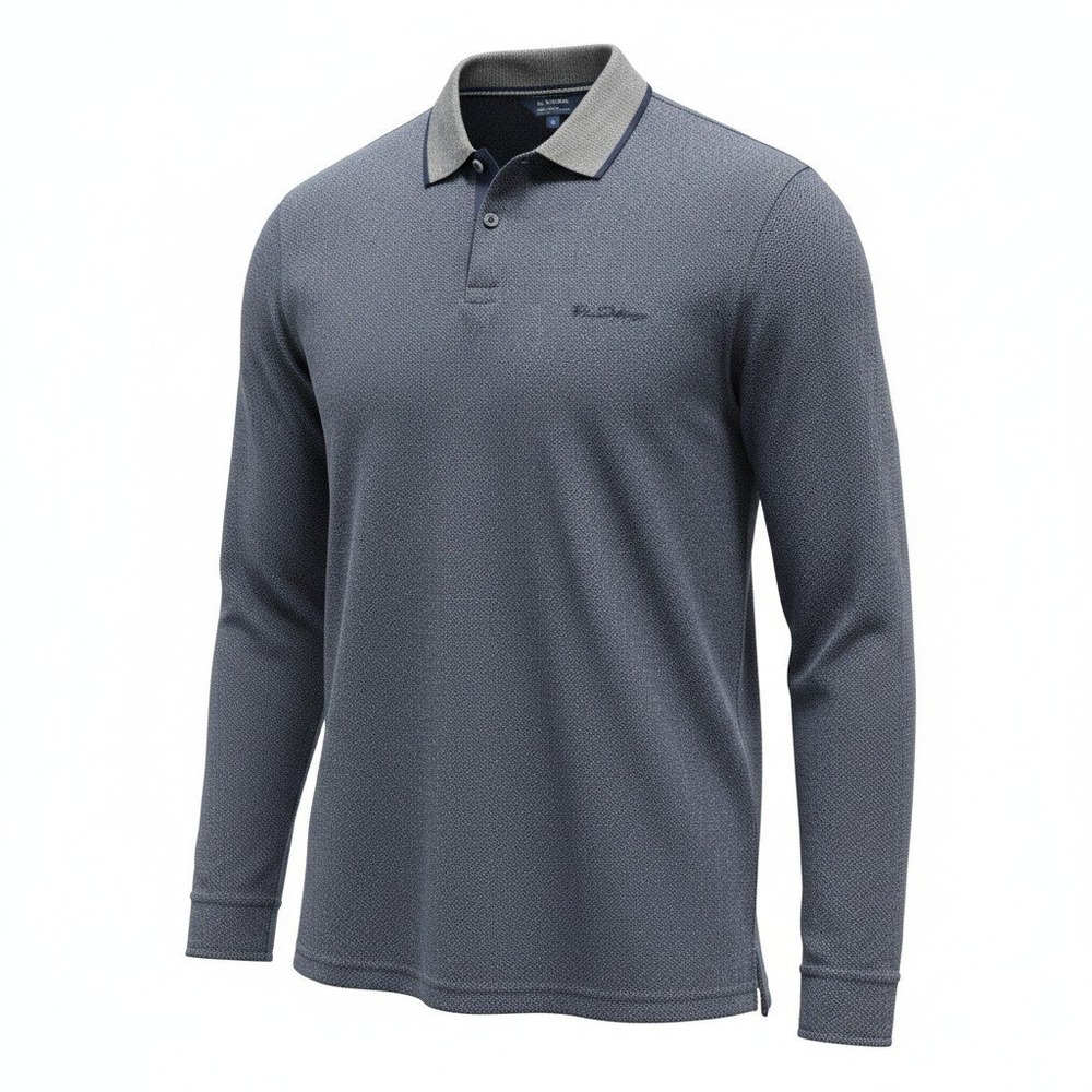 Long Sleeve Polo Ben Sherman‎ Size M Mens Navy Excellent Herringbone Knit Shirt